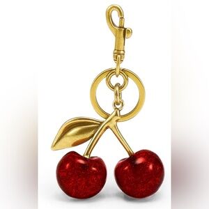Gold and Red Cherry Keychain